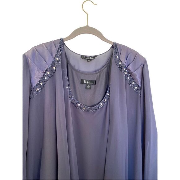 SL fashions two piece tiered dress with cover up jacket size 14 ￼ - Picture 3 of 8